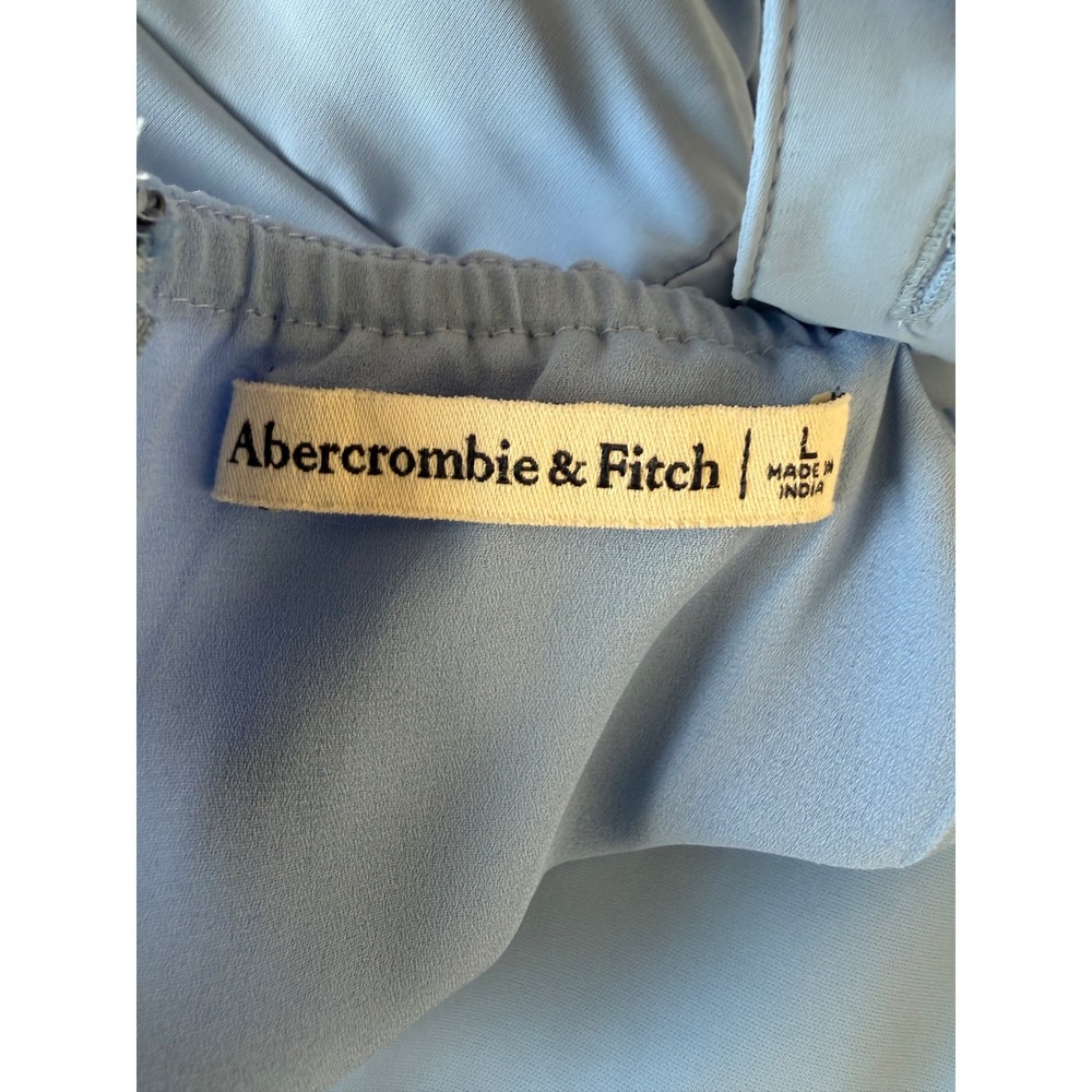 Abercrombie & Fitch Light Blue Ruffled Midi Dress - Picture 3 of 16